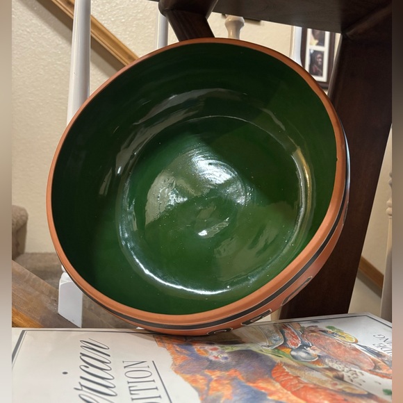 Hand Painted Mid Century Terracotta Green Interior Mexican Decorative Ball 11” - Picture 6 of 15